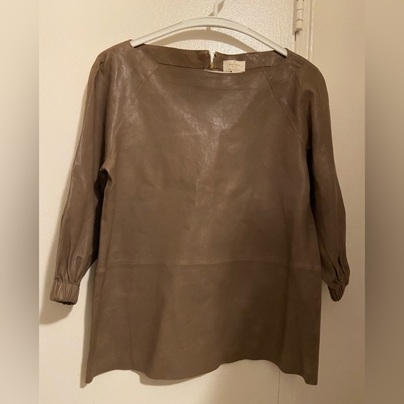 Tops - Kate Spade soft lamb leather boat neck blouse top size 4